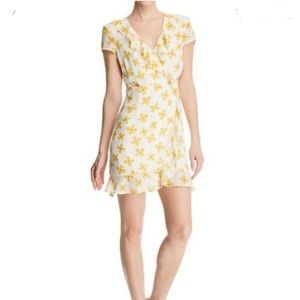 BARDOT Abstract Daisy Ruffle Faux Wrap Dress